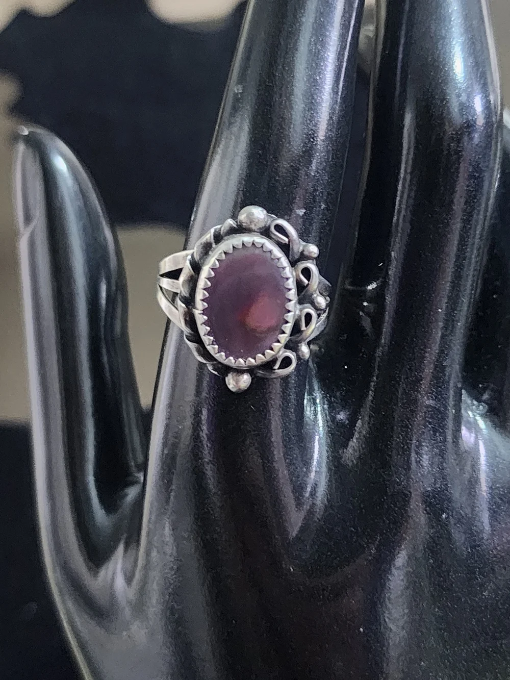Sarah Curley Navajo Sterling Silver Pink Abalone Shell Ring Vintage Size 8.5